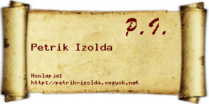 Petrik Izolda névjegykártya